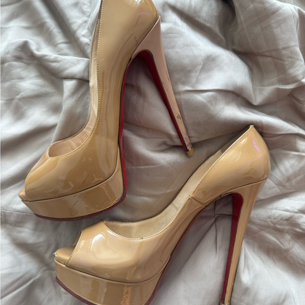 Christian Louboutin Beige Lady Peep Heels
